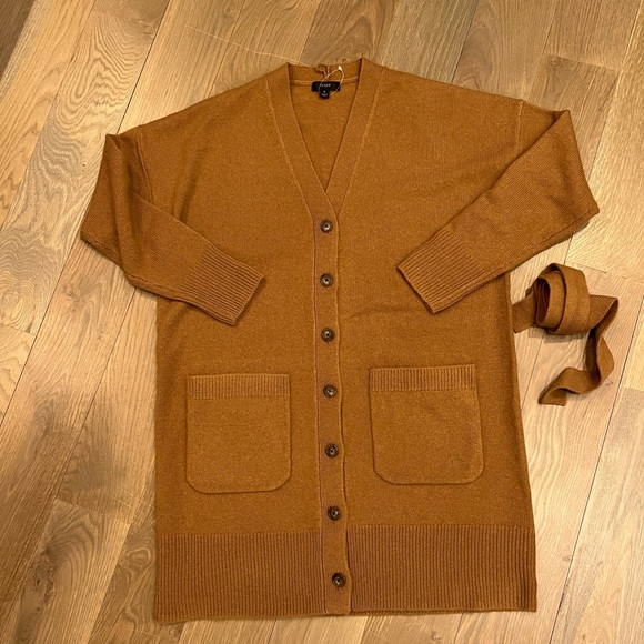 J.Crew Tie-waist cardigan dress in wool-cashmere S Small Hillside Brown - Picture 2 of 8